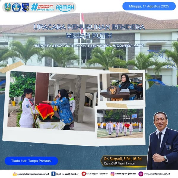 Upacara Penurunan Bendera Merah Putih dalam rangka peringatan Hari Ulang Tahun Kemerdekaan Ke - 80