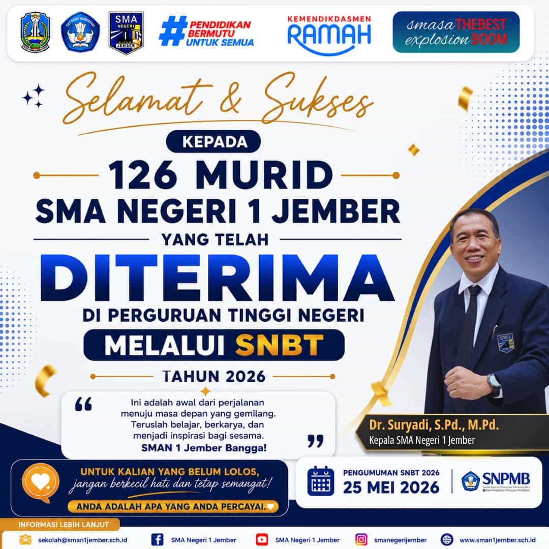 126 peserta didik diterima di perguruan tinggi negeri jalur SNBT